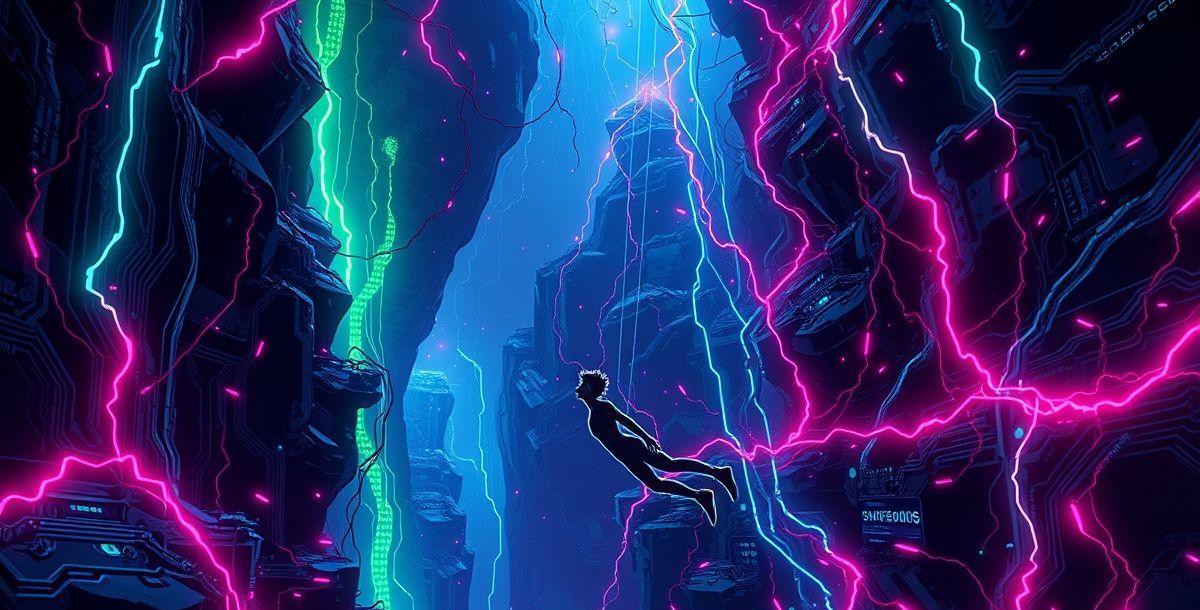 Caos no Abismo Neon: Queda Livre na Tecnologia